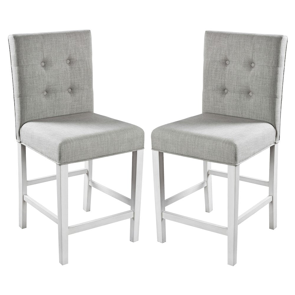 Ronan Antique White Fabric Counter Stool (Set of 2)