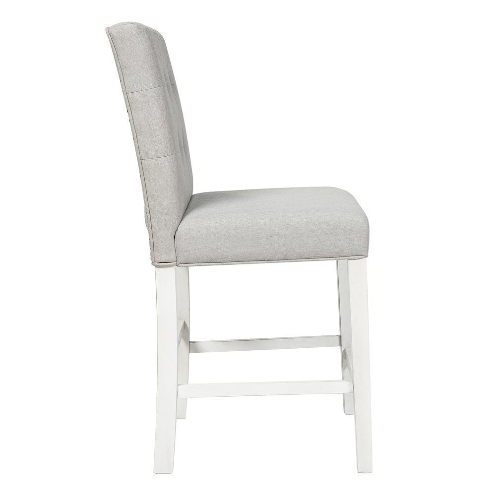 Ronan Antique White Fabric Counter Stool (Set of 2)