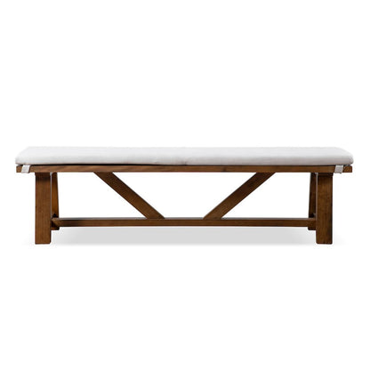 Zephyrine Padded Fabric and Wood Dining Bench in Brown