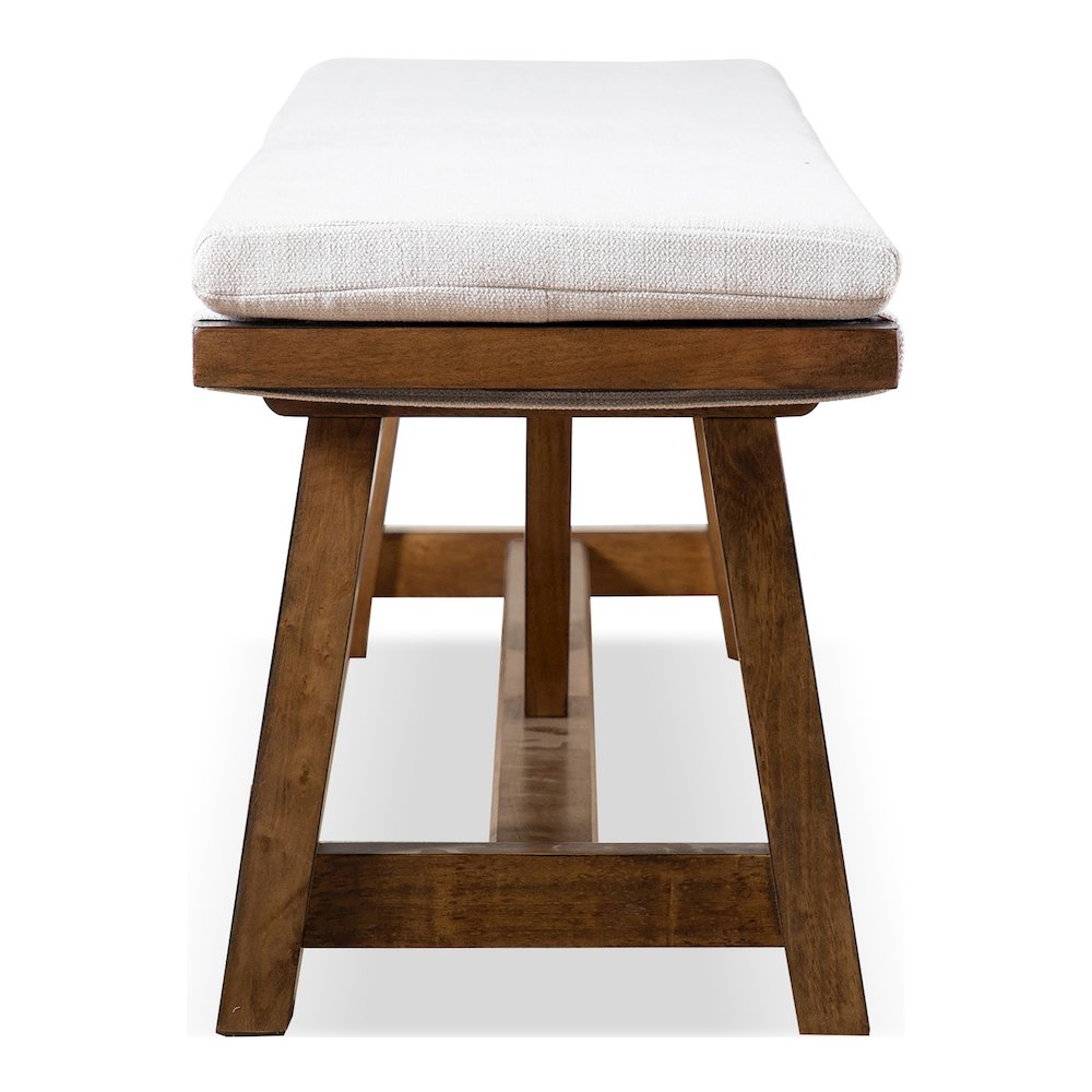 Zephyrine Padded Fabric and Wood Dining Bench in Brown