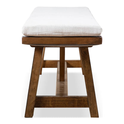 Zephyrine Padded Fabric and Wood Dining Bench in Brown