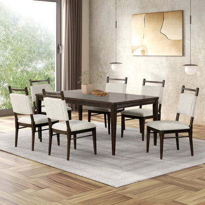 Brands 7-Piece Dark Walnut Solid Wood Dining Table Set