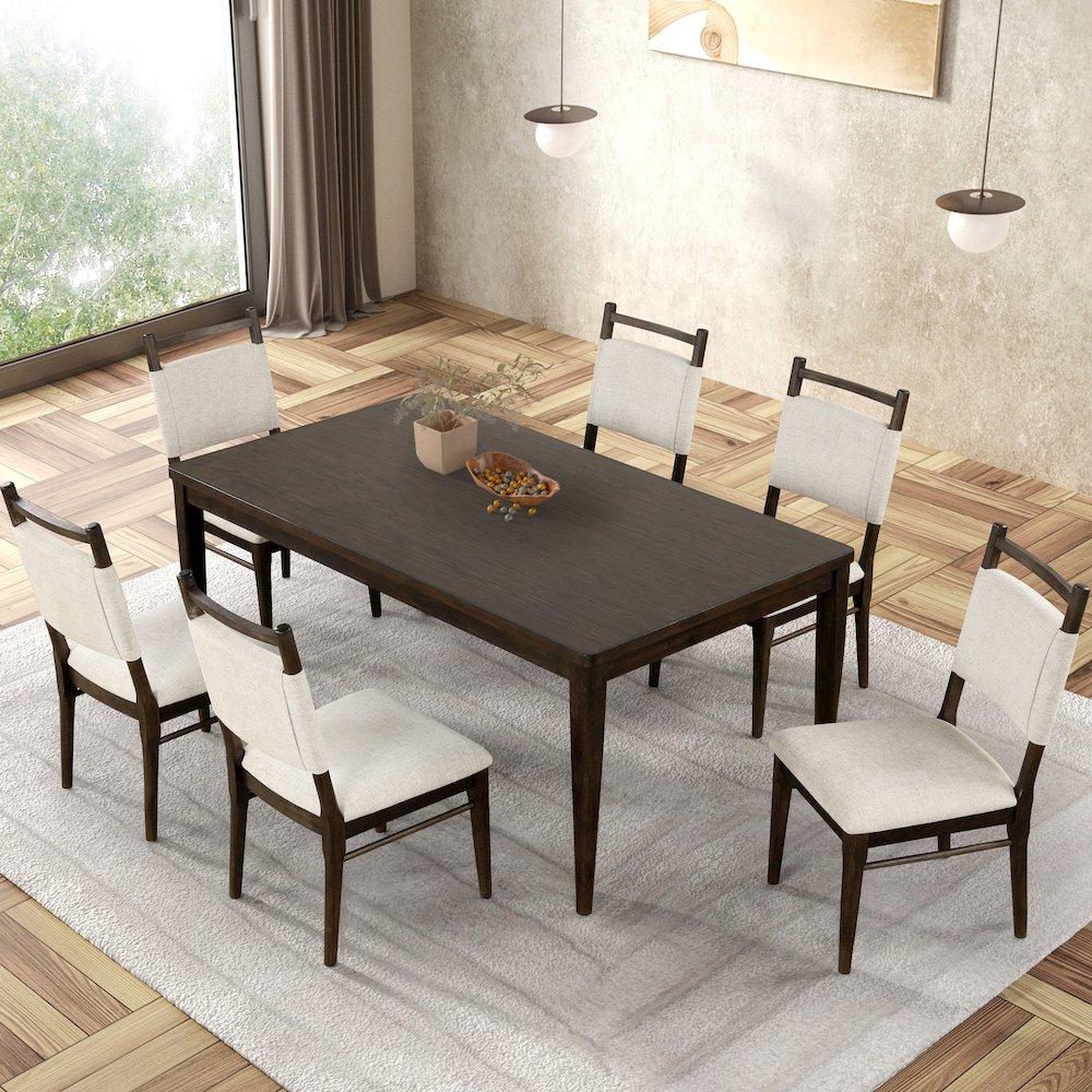 Brands 7-Piece Dark Walnut Solid Wood Dining Table Set