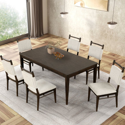 Brands 7-Piece Dark Walnut Solid Wood Dining Table Set