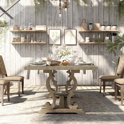 Aggate Solid Wood Dining Table in Rustic Natural Tone