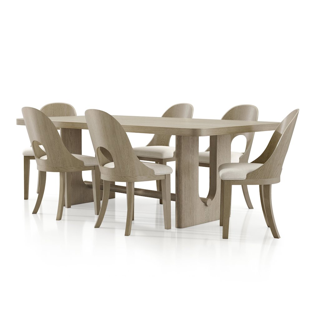 Selyra 7-Piece Solid Wood Dining Table Set