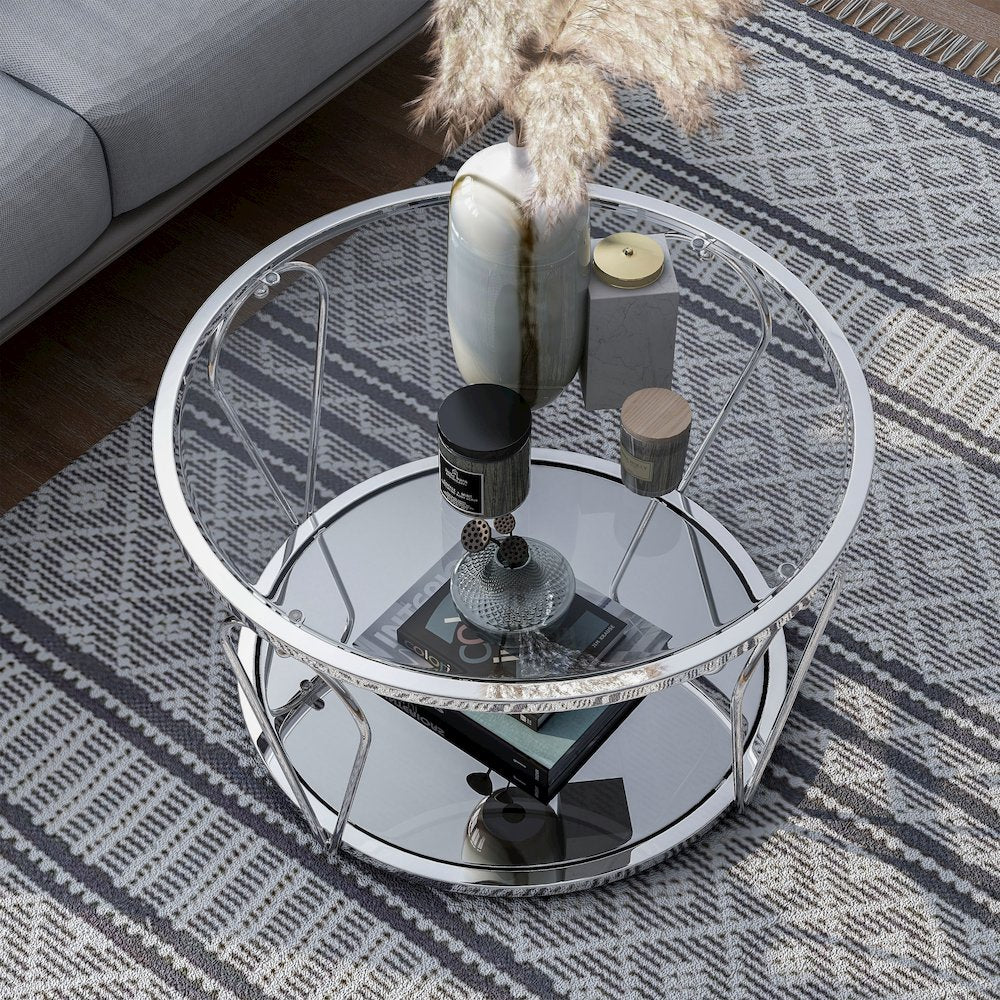 Miffa Contemporary Metal 1-Shelf Coffee Table