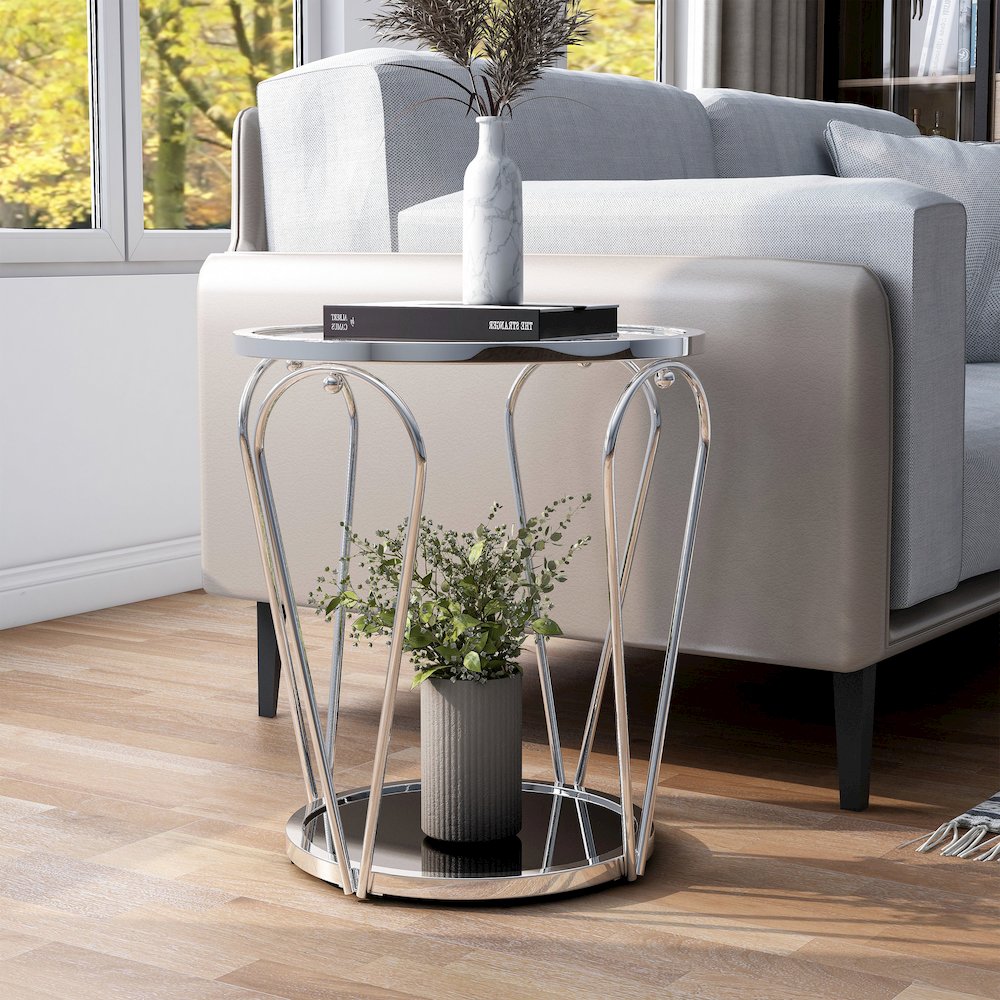 Miffa Contemporary Metal 1-Shelf End Table