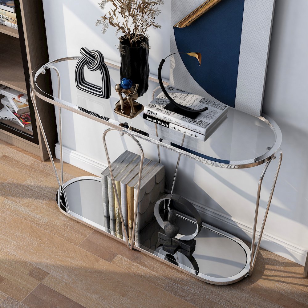 Miffa Contemporary Metal 1-Shelf Console Table