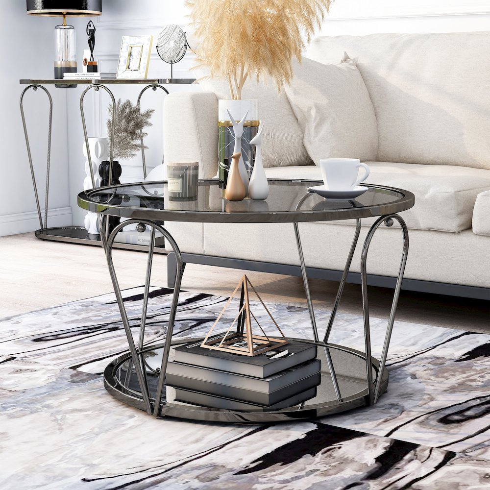Miffa Contemporary Metal 1-Shelf Coffee Table