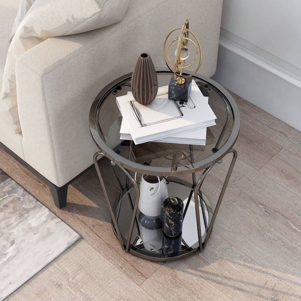 Miffa Contemporary Metal 1-Shelf End Table