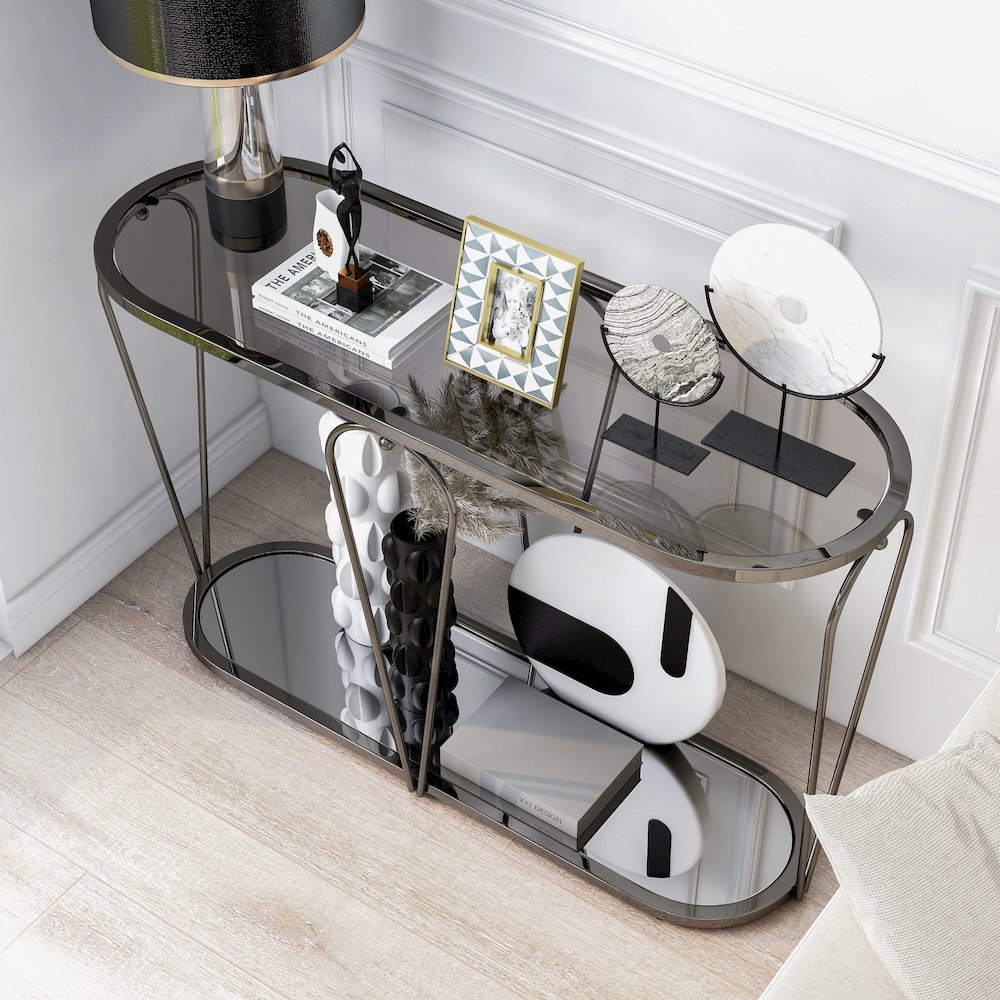 Miffa Contemporary Metal 1-Shelf Console Table