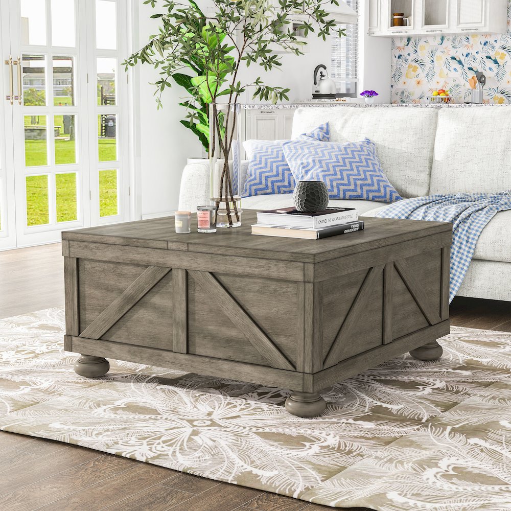 Zula Wood Hidden Storage Coffee Table