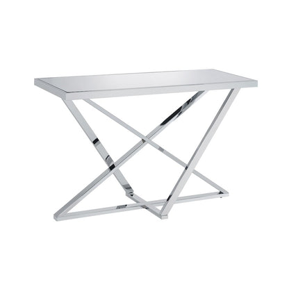 Ludington Contemporary Metal Sofa Table in Chrome