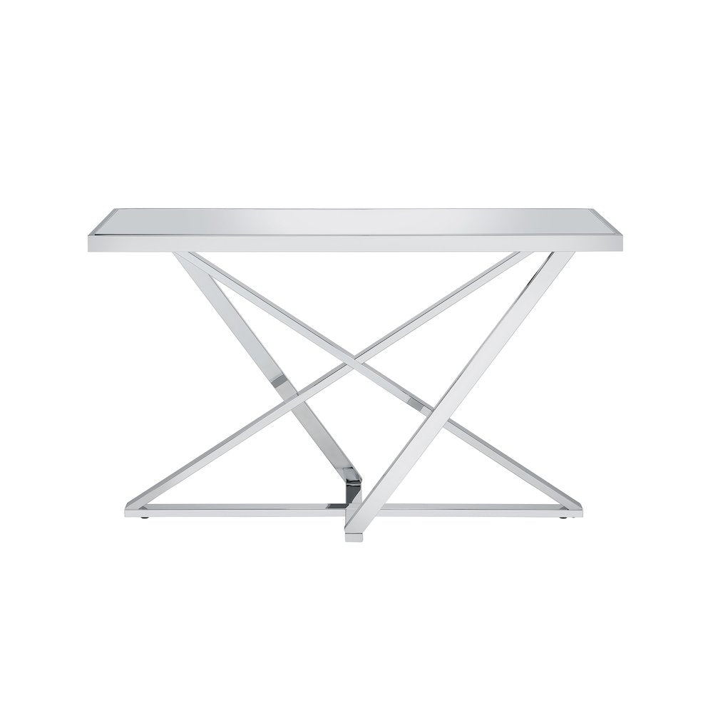 Ludington Contemporary Metal Sofa Table in Chrome