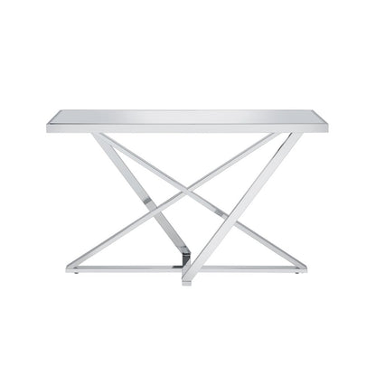 Ludington Contemporary Metal Sofa Table in Chrome