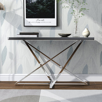 Ludington Contemporary Metal Sofa Table in Chrome