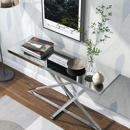 Ludington Contemporary Metal Sofa Table in Chrome
