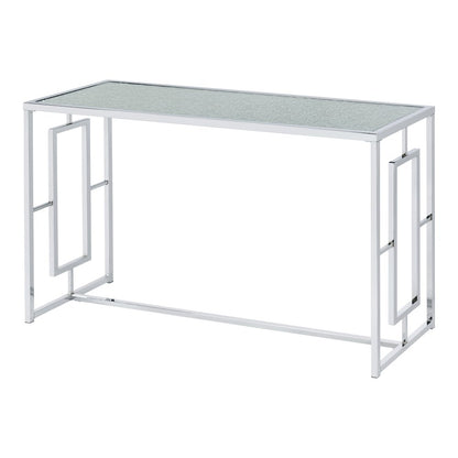 Harper Metal Chrome Sofa Table with Pattern Top in Chrome
