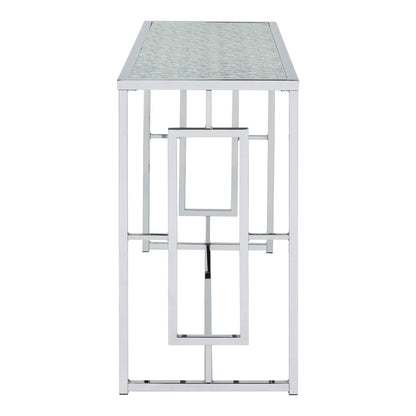 Harper Metal Chrome Sofa Table with Pattern Top in Chrome