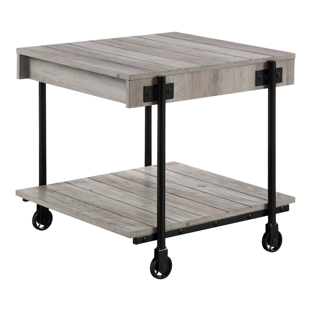Acres Wood Natural 2-Piece Coffee Table Set with Wheels