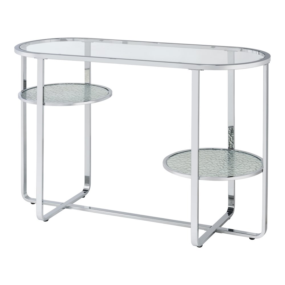 Ludington Metal 2-Shelf Sofa Table in Chrome