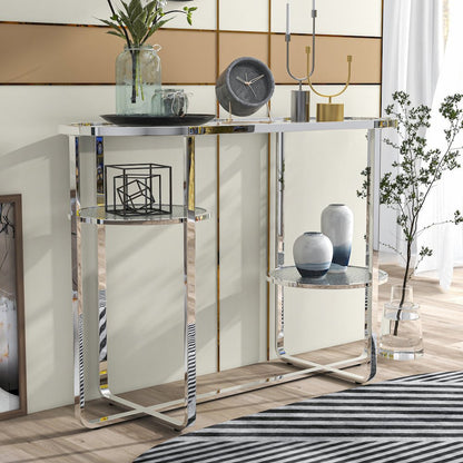 Ludington Metal 2-Shelf Sofa Table in Chrome