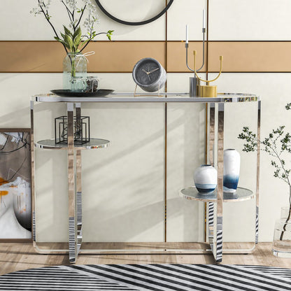 Ludington Metal 2-Shelf Sofa Table in Chrome