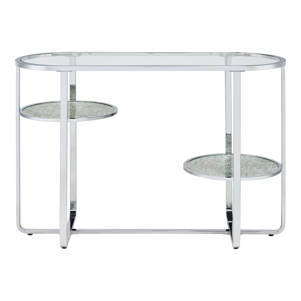 Ludington Metal 2-Shelf Sofa Table in Chrome