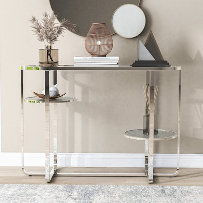 Ludington Metal 2-Shelf Sofa Table in Chrome