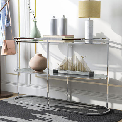 Ludington Metal 1-Shelf Sofa Table in Chrome