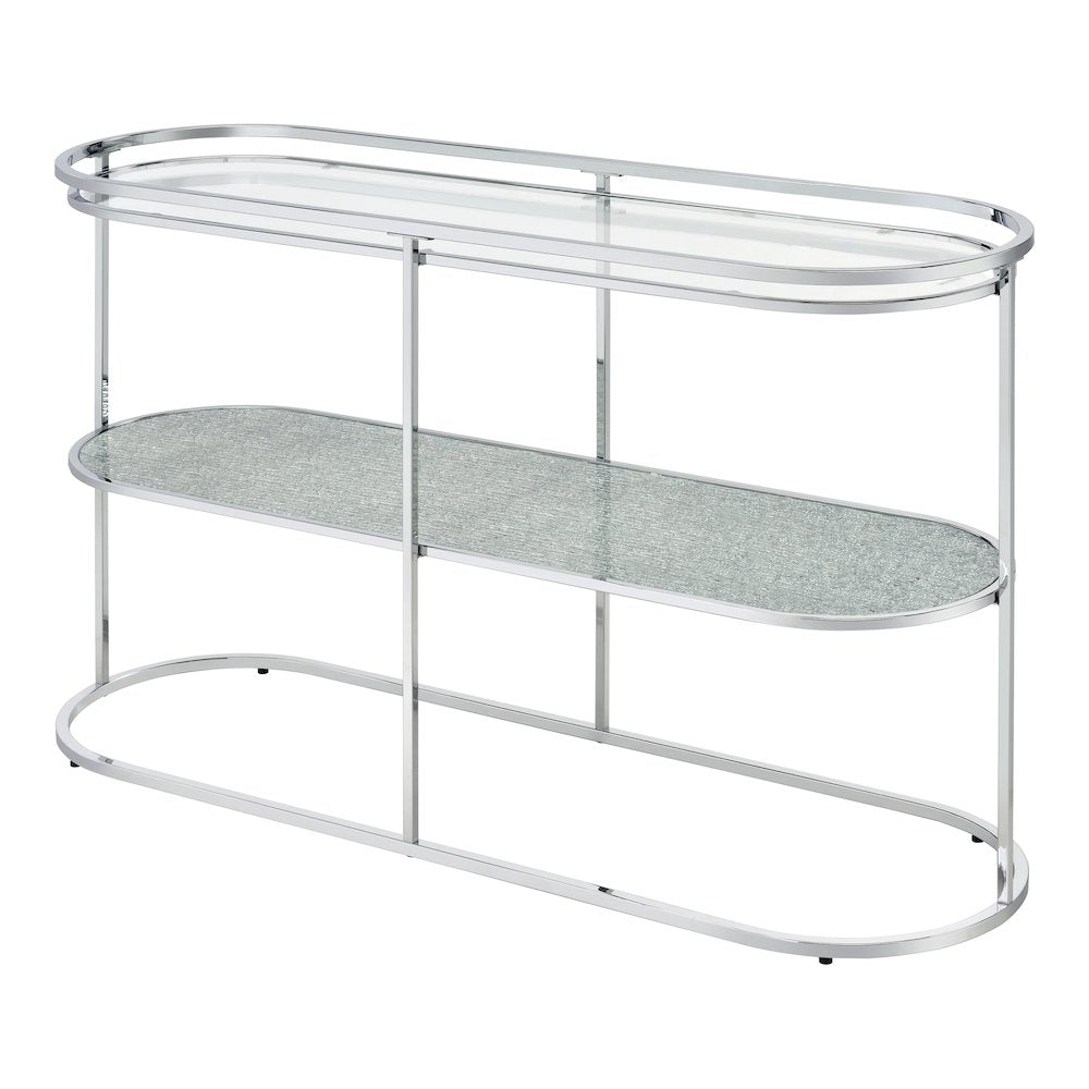 Ludington Metal 1-Shelf Sofa Table in Chrome