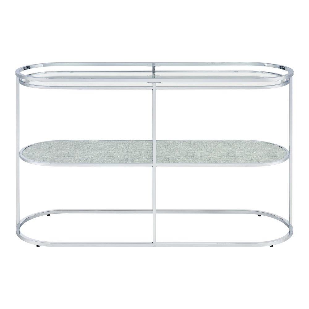 Ludington Metal 1-Shelf Sofa Table in Chrome