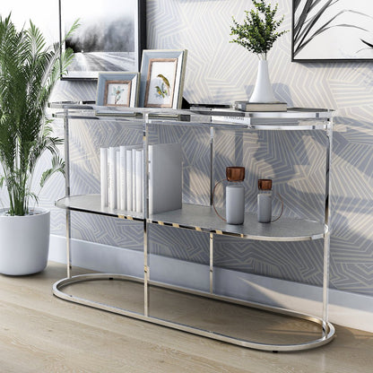 Ludington Metal 1-Shelf Sofa Table in Chrome