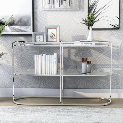 Ludington Metal 1-Shelf Sofa Table in Chrome