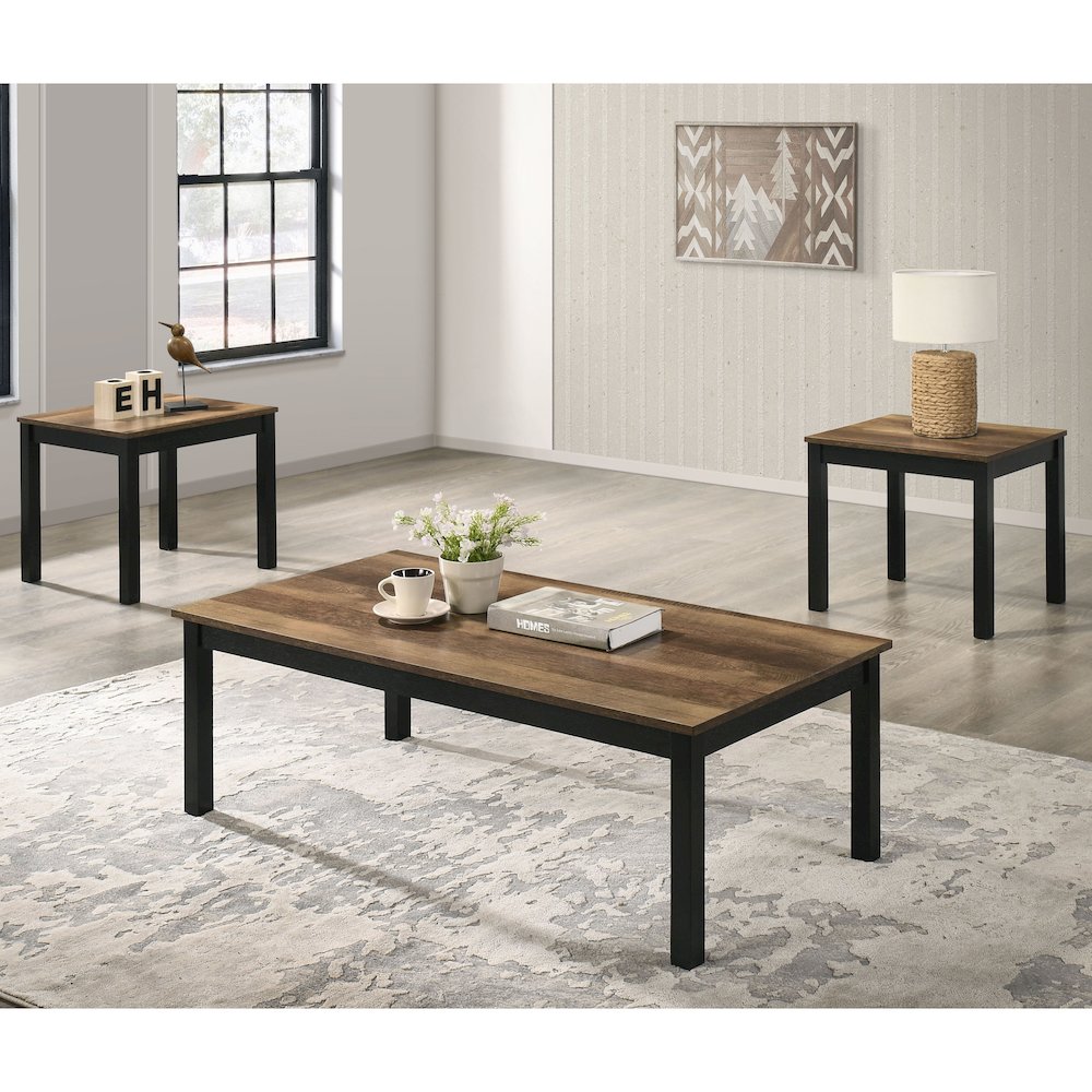 Isime Wood 3-Piece Coffee Table Set