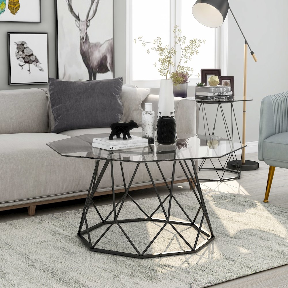 Growder Contemporary Glass Top Coffee Table
