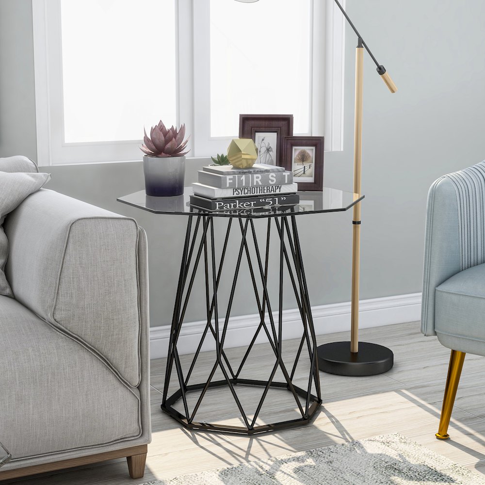Growder Contemporary Glass Top End Table