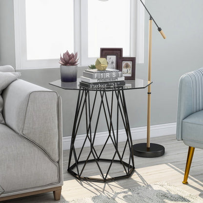 Growder Contemporary Glass Top End Table