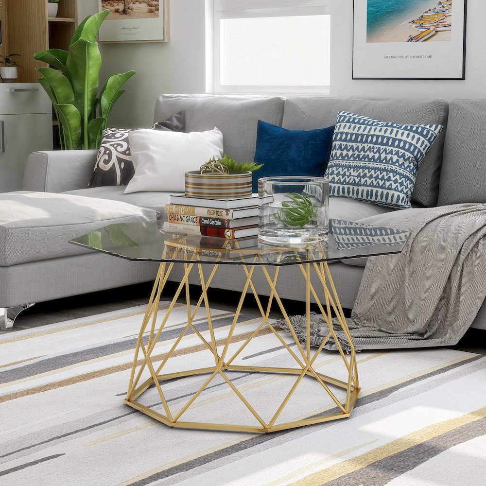 Growder Contemporary Glass Top Coffee Table