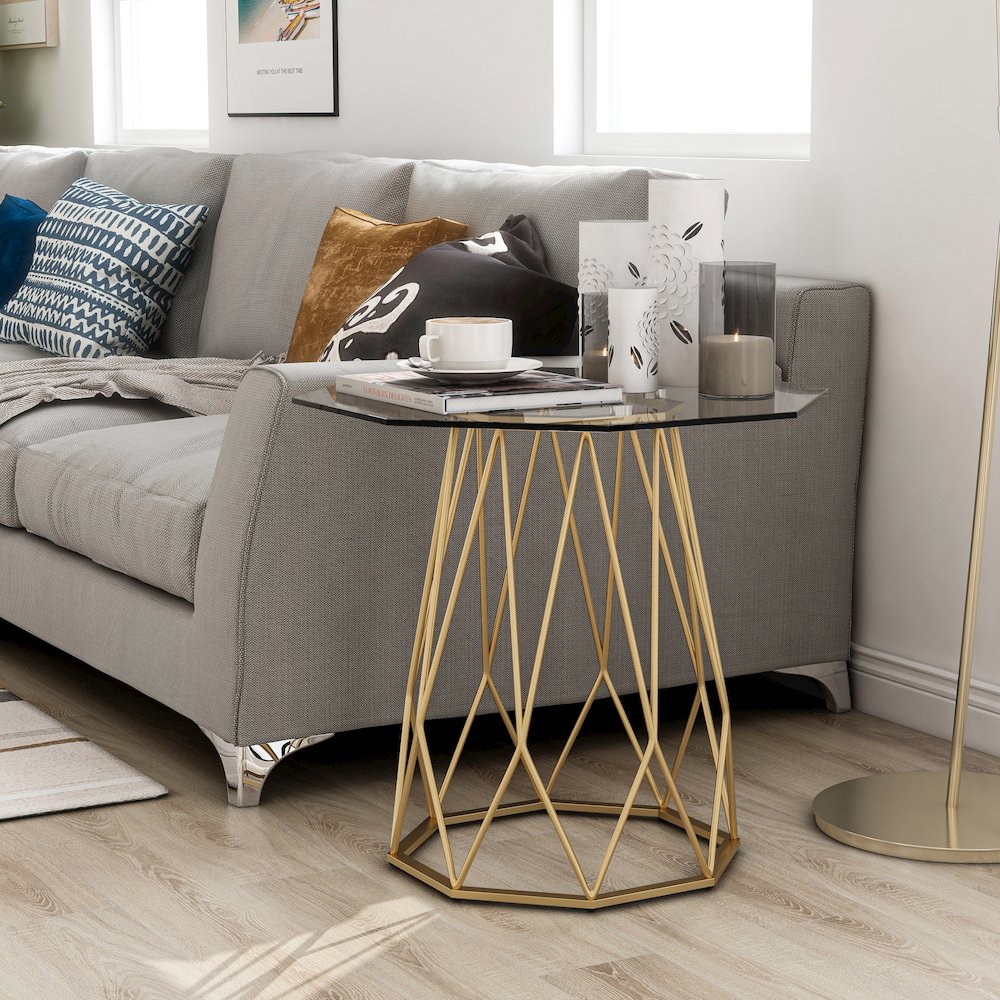 Growder Contemporary Glass Top End Table