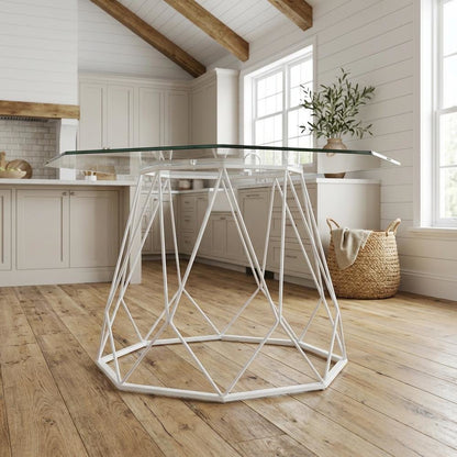 White Glass Top Coffee Table with Steel Frame and Tempered Glass Surface