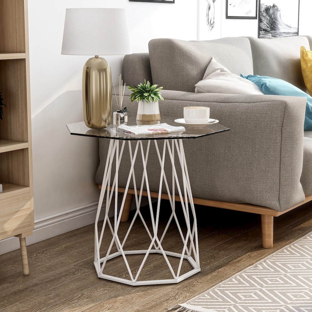 Growder Contemporary Glass Top End Table