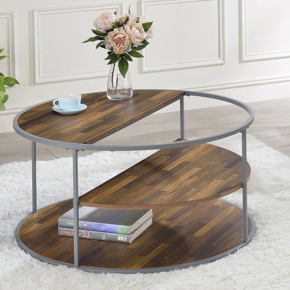 Marquesa Contemporary Wood Round Coffee Table