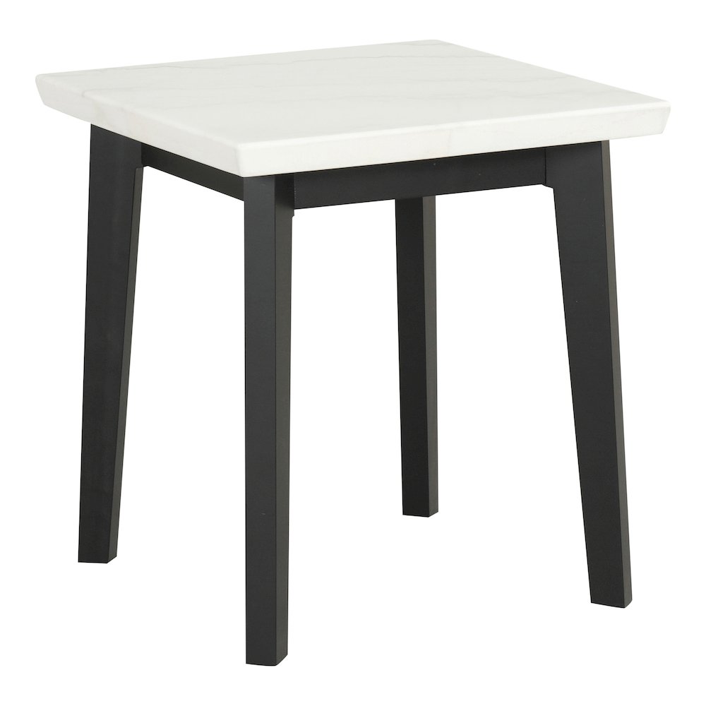 Isolde Wood and Marble Square End Table in White