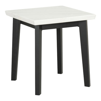Isolde Wood and Marble Square End Table in White