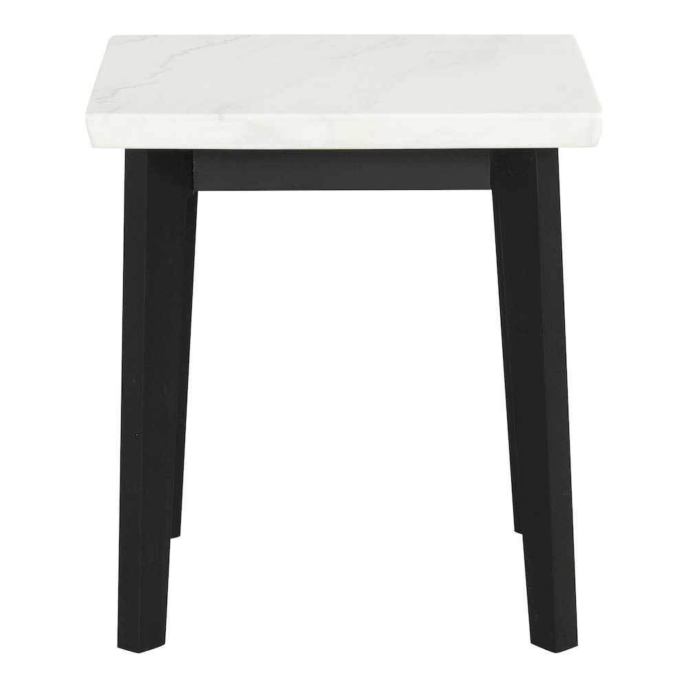 Isolde Wood and Marble Square End Table in White