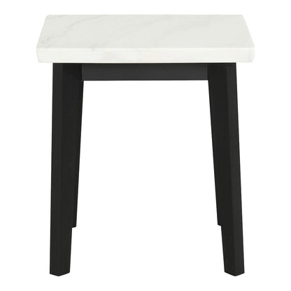 Isolde Wood and Marble Square End Table in White