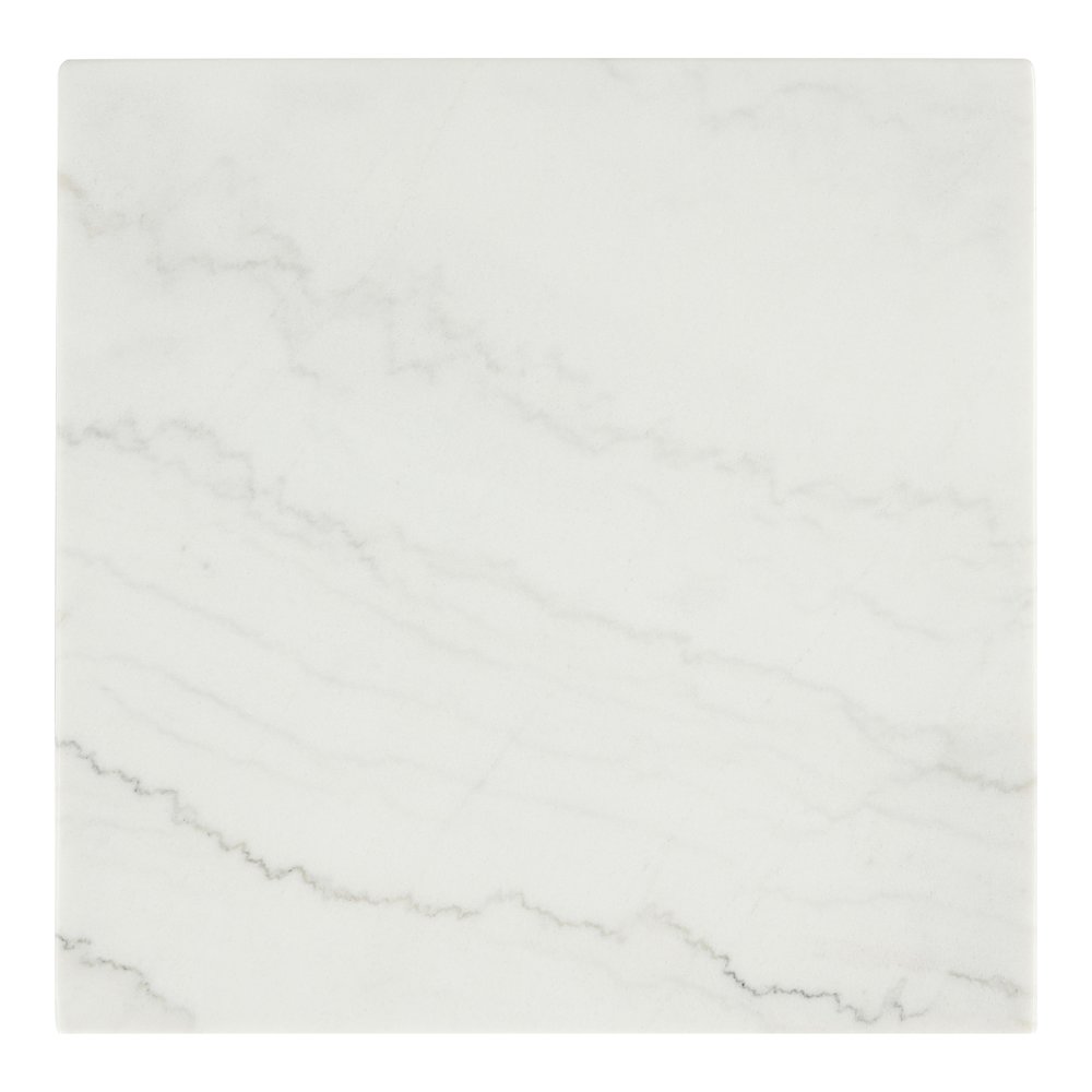 Isolde Wood and Marble Square End Table in White