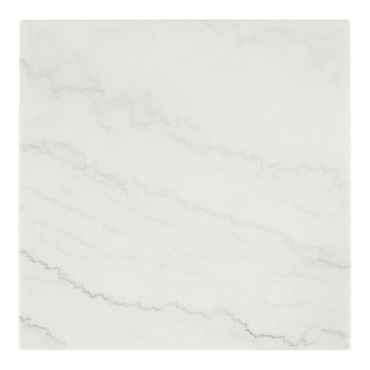 Isolde Wood and Marble Square End Table in White